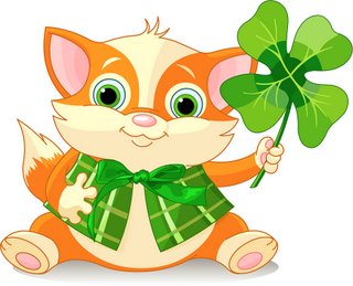 Irish Cat with Shamrock