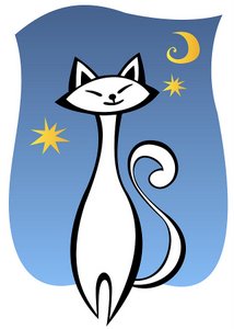 Elegant White Cartoon Cat